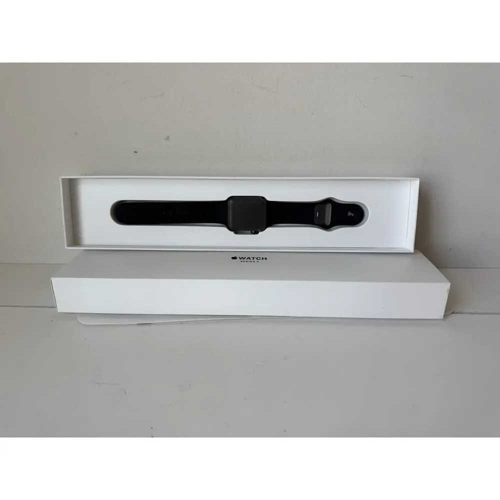 NEW Apple Watch Series 3 38mm Space Gray Aluminum Case Black Sport Band